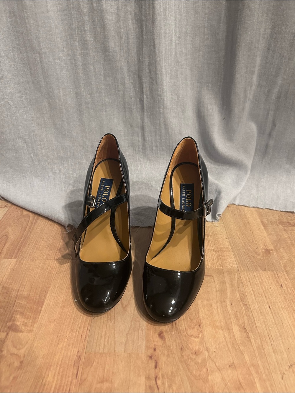 Polo by Ralph Lauren Black Patent Cross-Strap Pumps